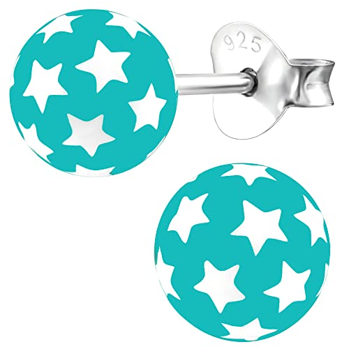 Kinder Ohrringe echt 925 Sterling Silber Mädchen Ohrstecker Sterne Perlen türkis Nr.638 von FANTASTIC NAILS COSMETIC COLLECTIONS