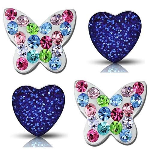 Kleine Kinder Mädchen Ohrringe echt 925 Sterling Silber Edelstahl Set bunte Schmetterling blaue Herz (K645+K249) von FANTASTIC NAILS COSMETIC COLLECTIONS