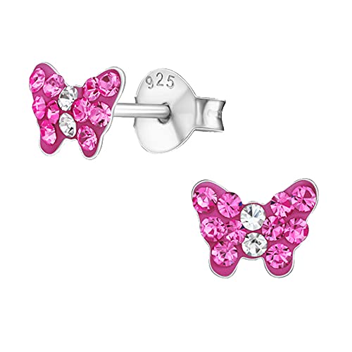 Mädchen Kinder Baby Damen Ohrringe echt 925 Sterling Silber Schmetterlinge Schmuck (K119o Ohrstecker/pink) von FANTASTIC NAILS COSMETIC COLLECTIONS