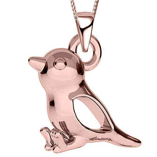 Mädchen Vogel Halskette mit Anhänger echt 925 Sterling Silber kleiner Spatz Kinder A131 Rosegold + Organzabeutel 45cm von FANTASTIC NAILS COSMETIC COLLECTIONS