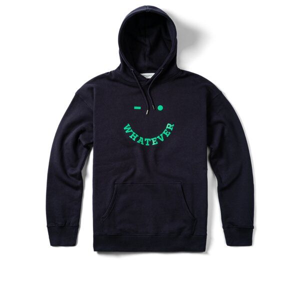FANTASTIC REALITY STUDIOS WHATEVER NAVY BOXY HOODIE – Bio-Baumwolle, Unisex von FANTASTIC REALITY STUDIOS
