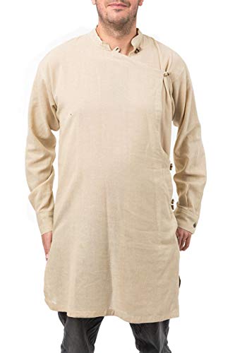 FANTAZIA Kurta Herren Tunika-Hemd Hanf – Größe S bis XXXL, Weiß/Ecru, Weiß/Ecru, M von FANTAZIA