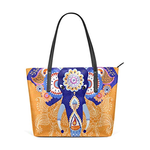 FANTAZIO Handtasche Schultertasche Indisches Elefant Amulett Muster Schultertasche Handtasche von FANTAZIO