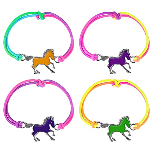 FANTESI 4 Stück Pferdearmband Kinder, Wechselt die Farbe Stimmungsarmband in Regenbogenfarben Pferde Armband für Mädchen Kinder von FANTESI