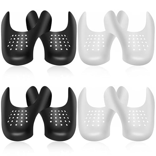 FANWINKJ 4 Paar Knickschutz Schuhe, Anti-Falten Schuhschoner für Sneaker, Optimale Passform und Schutz für Herren und Damen (L(40-46) Weiß*2 + Schwarz*2) von FANWINKJ