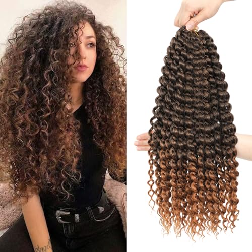 FANWYFYU 8Packs Kinky Curly Wave Small for Women 18Inch Soft Deep Wave Synthetic Crochet Hair Twist Boho Curly Braiding Machine Made Feather Hair Extension. (1B/30, 22 inch) von FANWYFYU