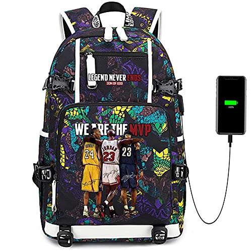 Basketball Spieler Star Legend Eever Ends Multifunktions Rucksack Reisestudent LaptopTagesrucksack Fans Büchertasche für Männer Frauen (Blau - Muster 1) von FANwenfeng