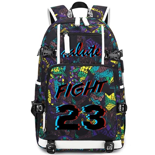 Basketball spieler Nummer 23 Multifunktions Rucksack Reise Laptop Fans Flammenelement Tasche für Männer und Frauen (B-Muster 1) von FANwenfeng