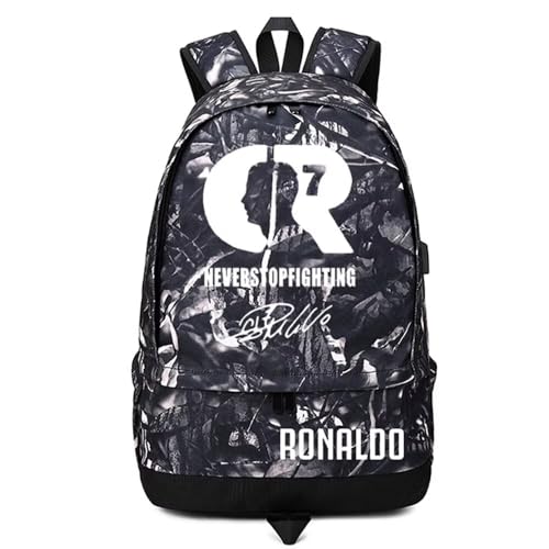 FANwenfeng Fußball Spieler 7 Ballspeicher leuchtender Rucksack Sportausrüstungdepositive multifunktionale Studentenbuchsack für Männer Frauen (G-Muster 4) von FANwenfeng