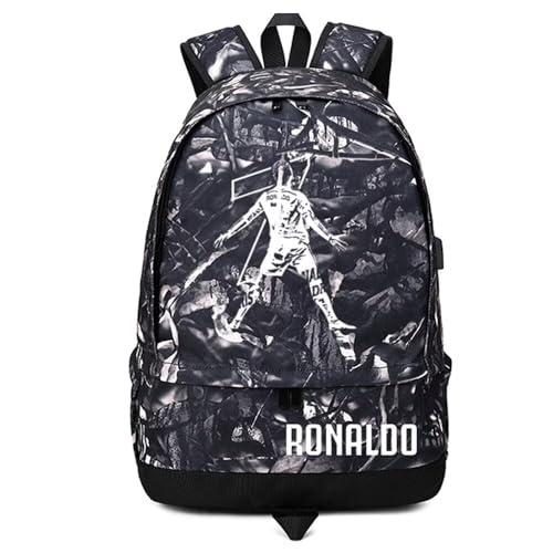 FANwenfeng Fußball Spieler 7 Ballspeicher leuchtender Rucksack Sportausrüstungdepositive multifunktionale Studentenbuchsack für Männer Frauen (G-Muster 5) von FANwenfeng