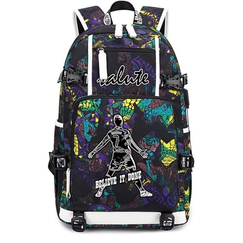 Fußball Spieler 7 Multifunktions Rucksack Reise Laptop Fans Flammenelement Tasche für Männer und Frauen (B-Muster 3) von FANwenfeng