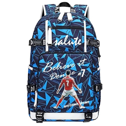 Fußball Spieler 7 Multifunktions Rucksack Reise Laptop Fans Flammenelement Tasche für Männer und Frauen (NB-Muster 4) von FANwenfeng