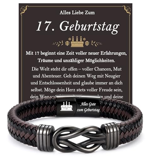 FAOMZQ 17. Geburtstag Junge Geschenk, Geburtstag Armband Geschenke für Jungen zum 17. Geburtstag, Ideales Geschenk für 17-Jährige Jungen Teenager Sohn Bruder Freund Enkel Neffen von Mama Papa Eltern von FAOMZQ