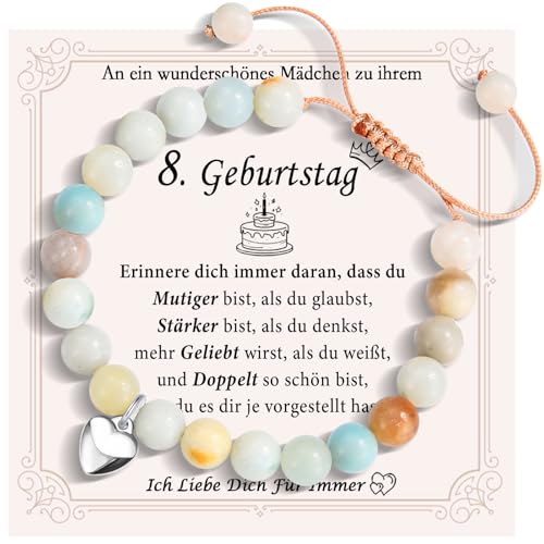 FAOMZQ 8. Geburtstag Armband für Mädchen - Geschenke für Tochter, Schwester, Freundin, Nichte, Enkelin, Patentochter von FAOMZQ