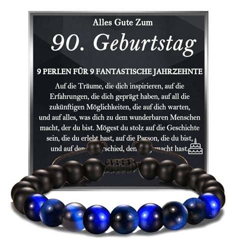 FAOMZQ 90 Geburtstag Männer, Perlen Armband Geburtstagsgeschenk für Männer, Geschenke zum 90 Geburtstag Mann Vater Opa Sohn Enkel Neffe Bruder Onkel Ehemann Patensohn von FAOMZQ