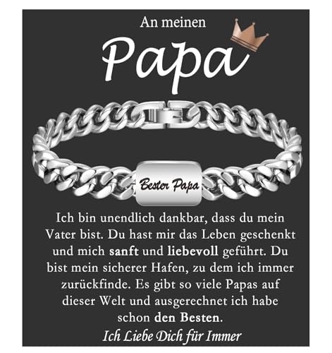 FAOMZQ Armband für Meinen Papa, Kubanische Armband mit Gravur Bester Papa, Papa Geschenke von Sohn Tochter zum Geburtstag Weihnachten Vatertag Ruhestand Erntedankfest von FAOMZQ