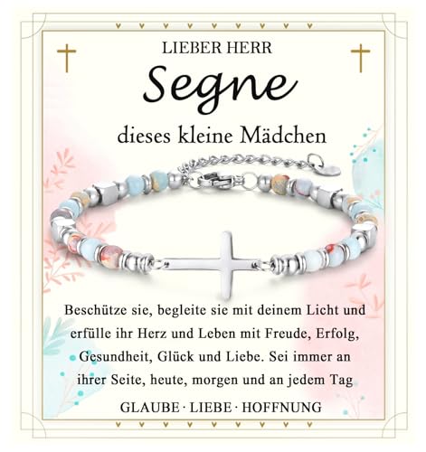 FAOMZQ Kommunion Geschenke für Mädchen, Kreuz Armband zur Erstkommunion Kommunion Konfirmation Taufe Firmung, Geschenke für Tochter Schwester Nichte Enkelin Patentochter von Mama Papa Taufpaten von FAOMZQ