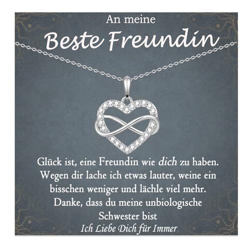 FAOMZQ Beste Freundin Geschenke, An Meine Beste Freundin Halskette, Infinity Herz Kette Geschenke für Freundin zum Geburtstag Abschluss Einschulung Weihnachten von FAOMZQ