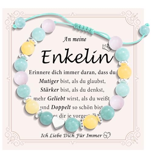 FAOMZQ Enkelin Geschenk, Perlen Armband mit Herz für Mädchen, Geschenke für Enkelin von Oma Opa Großeltern zum Geburtstag Weihnachten Abschluss Einschulung von FAOMZQ