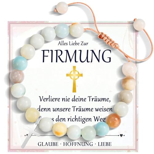 FAOMZQ Firmung Armband für Mädchen: Perlen Kreuz Armband zur Firmung für Mädchen, Geschenk für Tochter Nichte Enkelin Schwester Freundin Patentochter von Mama Papa Großeltern von FAOMZQ