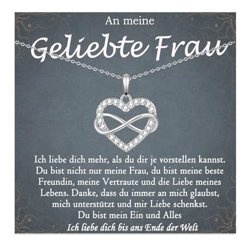 FAOMZQ Geschenk für Meine Frau, An meine Frau Halskette, Infinity Herz Kette für Meine Ehefrau von Mann Ehemann zum Valentinstag Jahrestag Geburtstag Muttertag Weihnachten von FAOMZQ