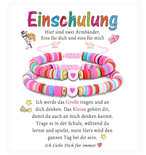 FAOMZQ Geschenke Zur Einschulung, Mutter Tochter Armband Geschenk für Mädchen zum Schulanfang, Armband Set Geschenke für Schulanfänger Mädchen Mama Tochter von FAOMZQ