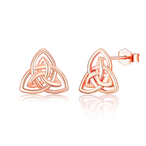 FAOMZQ Keltischer Knoten Ohrringe Rosegold, Ohrstecker Rosegold, Keltischer Rosegold Ohrringe Damen Silber 925 Ewiger Knoten Ohrstecker für Frauen Mädchen Damen von FAOMZQ