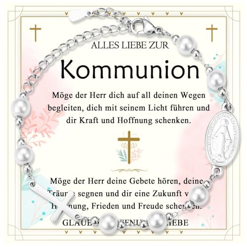 FAOMZQ Kommunion Geschenke für Mädchen, Erstkommunion Geschenke Mädchen, Liebevolles Armband Geschenk zur Kommunion, Kommunionsgeschenk für Tochter Patentochter Schwester Enkelin Nichte Freundin von FAOMZQ