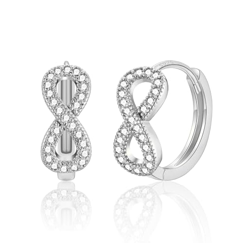FAOMZQ Ohrringe Creolen Silber 925, Unendlichkeit Ohrringe Sterling Silber Zirkonia Infinity Creolen Geschenk für Männer Frauen Damen von FAOMZQ