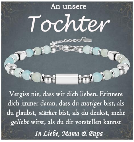 FAOMZQ Tochter Armband, Geschenk für Tochter von Mama Papa, Tochter Geschenke von Eltern zum Geburtstag Abschluss Einschulung Weihnachten, Grün von FAOMZQ