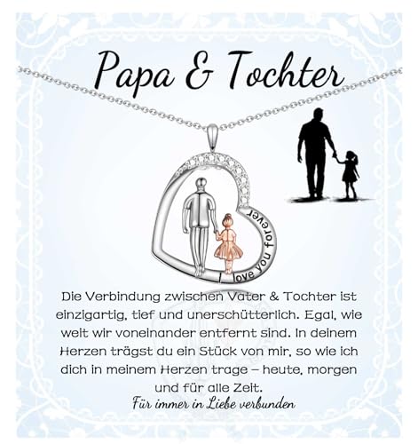 FAOMZQ Vater Tochter Geschenk, Geschenke für Tochter von Papa, Vater & Tochter Kette mit Gravur, Papa Tochter Halskette zum Geburtstag Abschluss Einschulung Weihnachten Kommunion Hochzeitstag von FAOMZQ