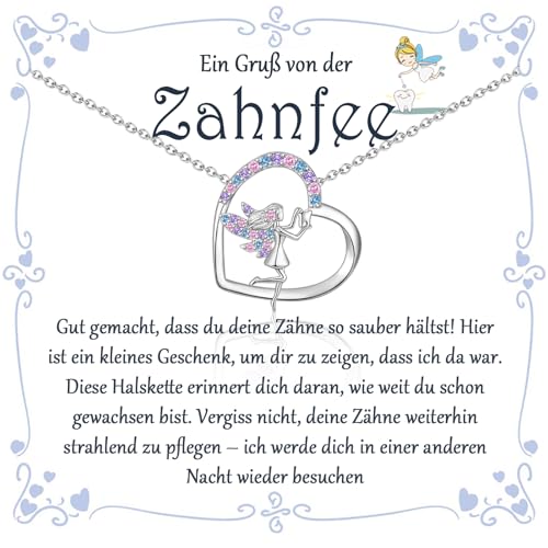 FAOMZQ Zahnfee Geschenke Mädchen, Zahefee Halskette für Mädchen, Zahnfee Geschenk für Tochter Schwester Nichte Enkelin Freundin Patentochter zum Geburtstag Taufe Einschulung Weihnachten von FAOMZQ