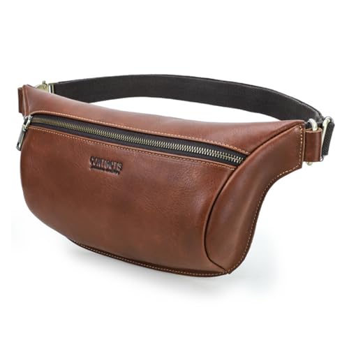 FAOONNMY Herren Multifunktionale Hüfttasche, Echtleder Crossbody Brusttasche Sling Rucksack mit Verstellbarem Riemen, Mode Schultertasche Gürteltasche für Reisen Radfahren Wandern Outdoor Sport von FAOONNMY