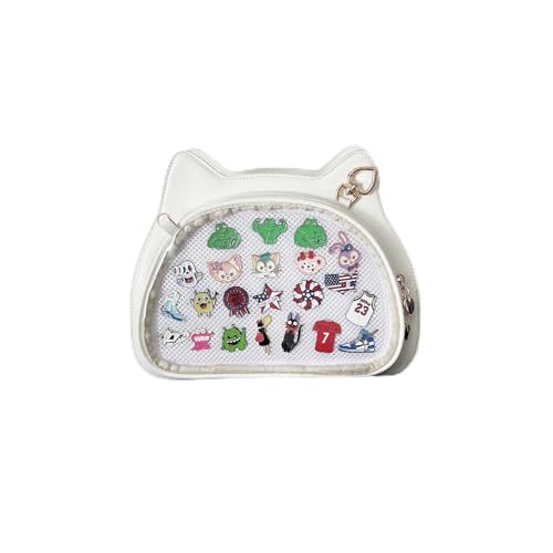 FAPIPOS Messenger Shoulder Bags for Anime Display Clear Handbags Pin Display Bag, D-weiß von FAPIPOS