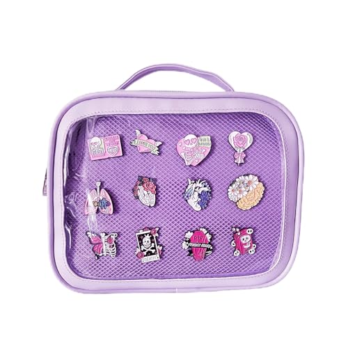 FAPIPOS Messenger Shoulder Bags for Anime Display Clear Handbags Pin Display Bag, F-lila von FAPIPOS