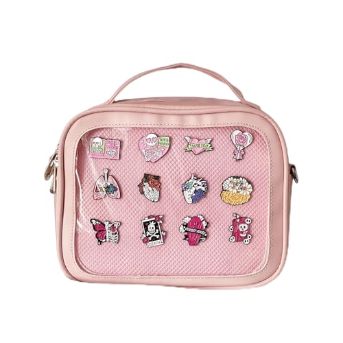 FAPIPOS Messenger Shoulder Bags for Anime Display Clear Handbags Pin Display Bag, F-pink von FAPIPOS
