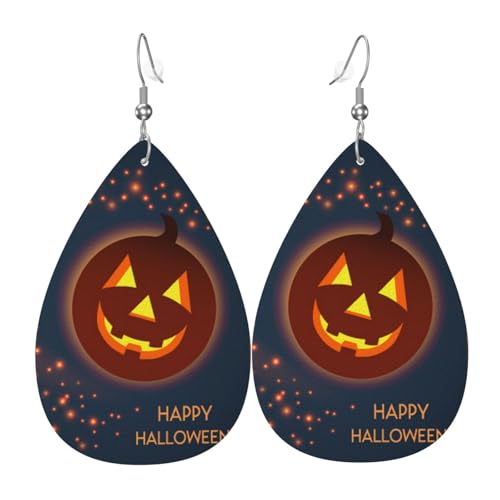 Leichte Tropfen-Ohrringe, Kürbiskopf, Sternenhimmel, Leder, baumelnde Ohrringe, Schmuck, Geschenk für Frauen von FAQRTIV