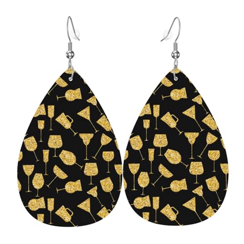 Leichte Tropfen-Ohrringe, goldene Schale, Leder, baumelnde Ohrringe, Schmuckgeschenk für Frauen von FAQRTIV