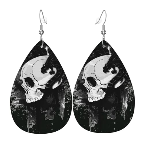 Leichte Tropfenohrringe Totenkopf Tod Geist Drachenleder baumeln Tropfen Ohrringe Schmuck Geschenk für Frauen von FAQRTIV