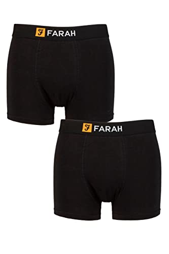 Farah Herren Baumwolle Klassisch Tailliert Trunks Packung 2 Schwarz/Schwarz M von Farah