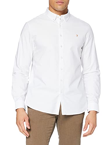 Farah Herren Brewer Cotton Oxford Slim FIT Shirt Hemd, weiß, S von Farah