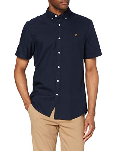 Farah Herren Brewer Slim Fit Baumwoll-Oxford Hemd, Navy, S von Farah