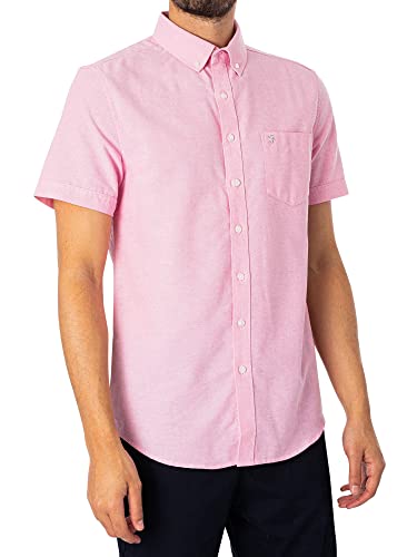 Farah Herren Drayton Cotton Oxford Shirt Hemd, Coral Pink, L von Farah