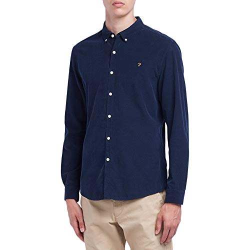 Farah Herren Fontella Cord Shirt Hemd, 412 True Navy, X Large von Farah