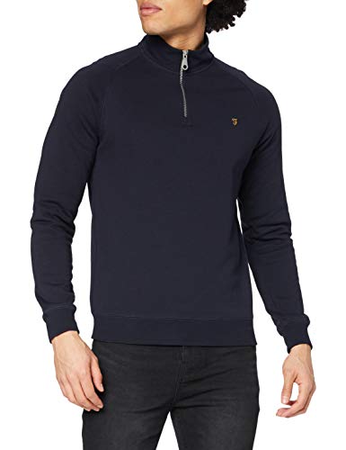 Farah Herren Jim 1/4 Zip Sweatshirt, Blue, Large von Farah