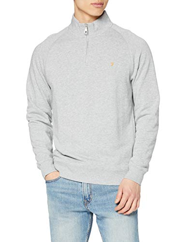 Farah Herren Jim 1/4 Zip Sweatshirt, Grey, Large von Farah