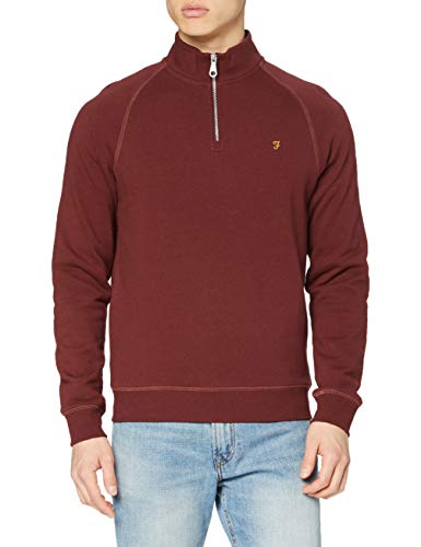 Farah Herren Jim 1/4 Zip Sweatshirt, Red, X Large von Perry Ellis