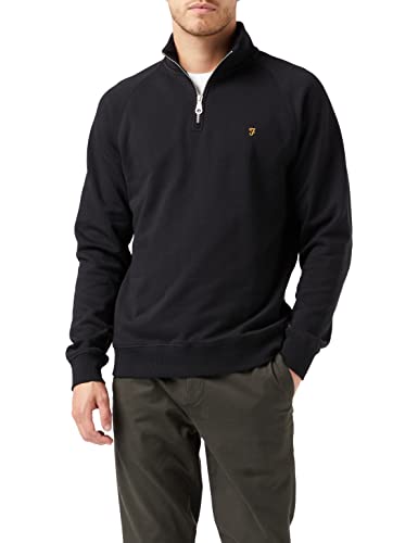 Farah Herren Jim 1/4 Zip Sweatshirt, Schwarz, Einheitsgröße von Farah