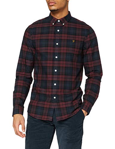 Farah Herren Brewer Check Hemd, Rot, L von Farah