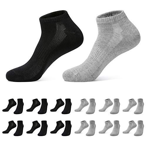 FARCHAT Damen Sneaker Socken 35-38 Herren Schwarz Grau kurze Baumwolle Unisex 12 Paar von FARCHAT